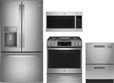 4 Piece Package Includes Refrigerator, Range, Microwave And Dishwasher